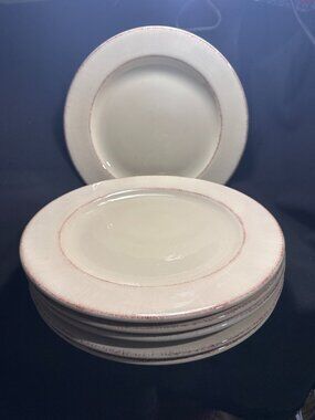 Pier 1 Toscana Ivory Dinner Plates Set of 6 Italy Earthenware Cream Rustic Rim